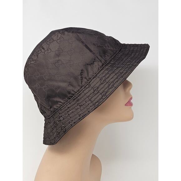 Cute Authentic Gucci Brown GG Nylon Bucket Hat XL sz - Picture 6 of 10